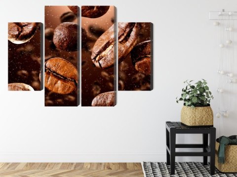 Obraz Wieloczęściowy Brązowe Ziarna Kawy Canvas Naturalny 80x60 LBS-3112-NC80-60_2X20-60_2X20-40