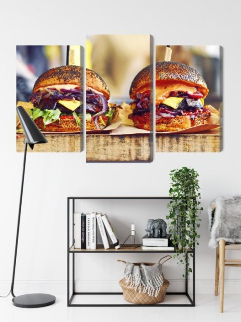 Obraz Wieloczęściowy Burgery Wegańskie Canvas 120x80 LBS-3071-C120-80_1X40-80_2X40-60