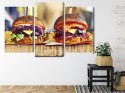 Obraz Wieloczęściowy Burgery Wegańskie Canvas Naturalny 90x60 LBS-3071-NC90-60_1X30-60_2X30-45
