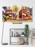 Obraz Wieloczęściowy Burgery Wegańskie Canvas Naturalny 90x60 LBS-3071-NC90-60_1X30-60_2X30-45
