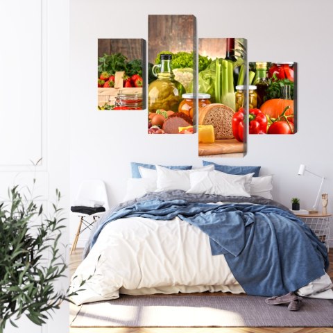 Obraz Wieloczęściowy Deska Obfitości Canvas 120x75 LBS-3078-C120-75_2X30-75_2X30-45