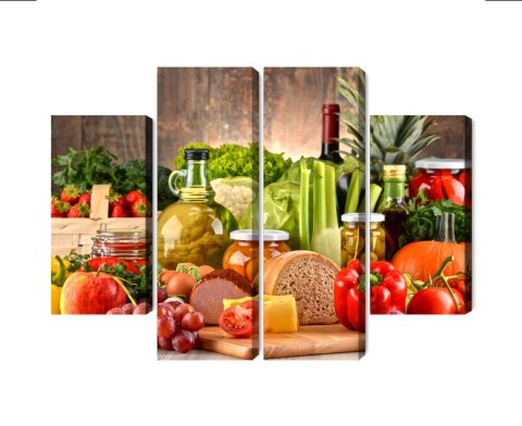 Obraz Wieloczęściowy Deska Obfitości Canvas Naturalny 80x60 LBS-3077-NC80-60_2X20-60_2X20-40