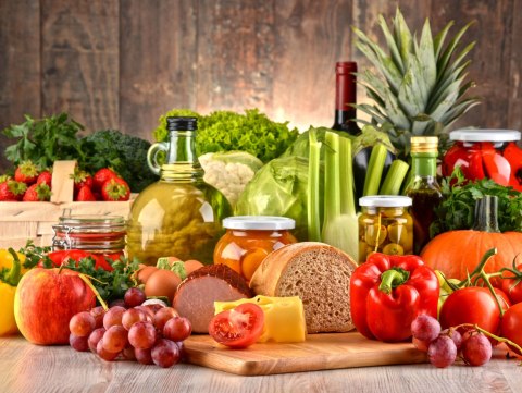 Obraz Wieloczęściowy Deska Obfitości Canvas Naturalny 80x60 LBS-3077-NC80-60_2X20-60_2X20-40