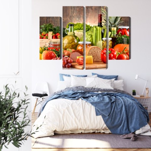 Obraz Wieloczęściowy Deska Obfitości Canvas Naturalny 80x60 LBS-3077-NC80-60_2X20-60_2X20-40