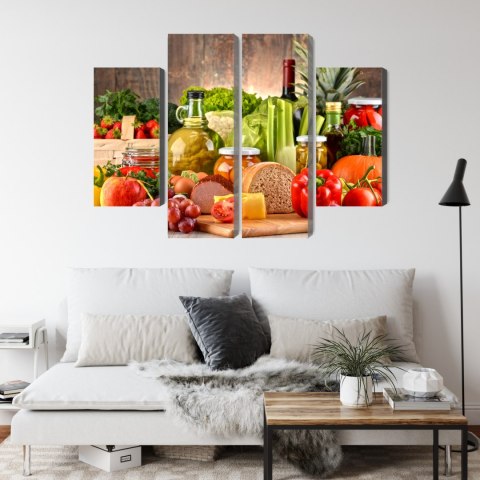 Obraz Wieloczęściowy Deska Obfitości Canvas Naturalny 80x60 LBS-3077-NC80-60_2X20-60_2X20-40