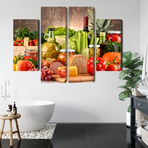 Obraz Wieloczęściowy Deska Obfitości Canvas Naturalny 80x60 LBS-3077-NC80-60_2X20-60_2X20-40