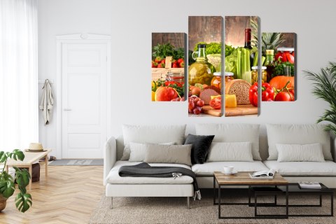 Obraz Wieloczęściowy Deska Obfitości Canvas Naturalny 80x60 LBS-3077-NC80-60_2X20-60_2X20-40