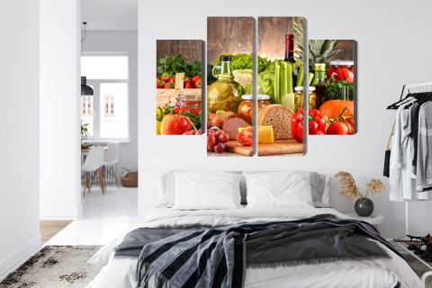 Obraz Wieloczęściowy Deska Obfitości Canvas Naturalny 80x60 LBS-3077-NC80-60_2X20-60_2X20-40