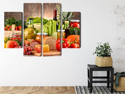 Obraz Wieloczęściowy Deska Obfitości Canvas Naturalny 80x60 LBS-3077-NC80-60_2X20-60_2X20-40