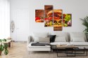 Obraz Wieloczęściowy Domowy Hamburger Canvas 120x75 LBS-3083-C120-75_2X30-75_2X30-45