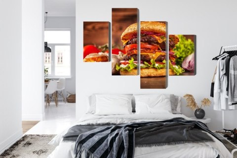 Obraz Wieloczęściowy Domowy Hamburger Canvas 120x75 LBS-3083-C120-75_2X30-75_2X30-45