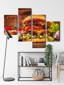 Obraz Wieloczęściowy Domowy Hamburger Canvas 120x75 LBS-3083-C120-75_2X30-75_2X30-45