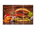 Obraz Wieloczęściowy Domowy Hamburger Canvas 120x80 LBS-3080-C120-80_3X40-80
