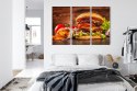 Obraz Wieloczęściowy Domowy Hamburger Canvas 120x80 LBS-3080-C120-80_3X40-80