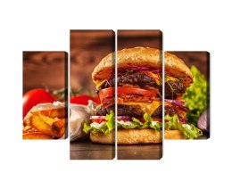 Obraz Wieloczęściowy Domowy Hamburger Canvas 80x60 LBS-3082-C80-60_2X20-60_2X20-40