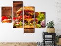 Obraz Wieloczęściowy Domowy Hamburger Canvas Naturalny 80x50 LBS-3083-NC80-50_2X20-50_2X20-30