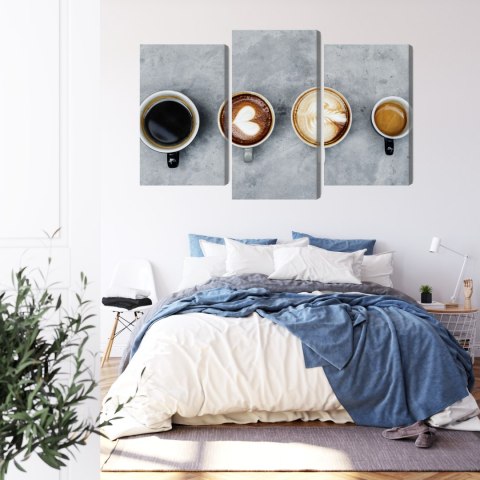 Obraz Wieloczęściowy Filiżanki Z Kawą Canvas 120x80 LBS-3116-C120-80_1X40-80_2X40-60