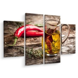 Obraz Wieloczęściowy Oliwa Z Oliwek Z Ziołami Canvas 80x60 LBS-3147-C80-60_2X20-60_2X20-40