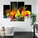 Obraz Wieloczęściowy Owoce Z Odrobiną Wody Canvas 80x60 LBS-3047-C80-60_2X20-60_2X20-40