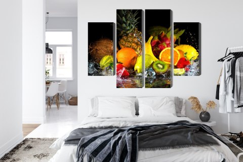 Obraz Wieloczęściowy Owoce Z Odrobiną Wody Canvas Naturalny 80x60 LBS-3047-NC80-60_2X20-60_2X20-40