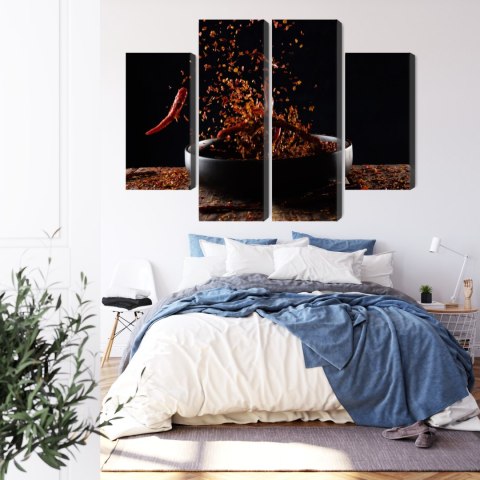 Obraz Wieloczęściowy Pieprz Cayenne W Locie Canvas Naturalny 80x60 LBS-3595-NC80-60_2X20-60_2X20-40