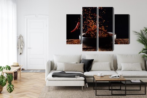 Obraz Wieloczęściowy Pieprz Cayenne W Locie Canvas Naturalny 80x60 LBS-3595-NC80-60_2X20-60_2X20-40