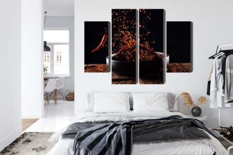 Obraz Wieloczęściowy Pieprz Cayenne W Locie Canvas Naturalny 80x60 LBS-3595-NC80-60_2X20-60_2X20-40