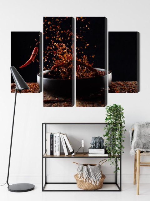 Obraz Wieloczęściowy Pieprz Cayenne W Locie Canvas Naturalny 80x60 LBS-3595-NC80-60_2X20-60_2X20-40