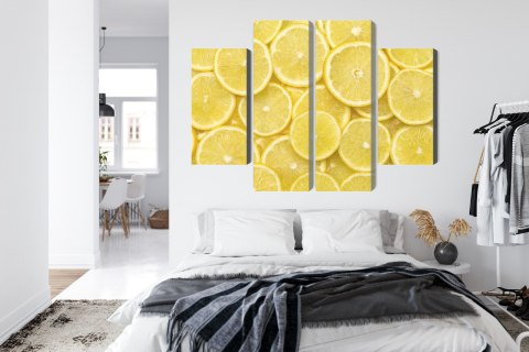 Obraz Wieloczęściowy Plastry Cytryny Canvas Naturalny 80x60 LBS-3007-NC80-60_2X20-60_2X20-40