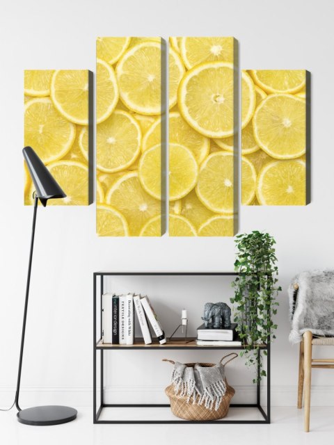 Obraz Wieloczęściowy Plastry Cytryny Canvas Naturalny 80x60 LBS-3007-NC80-60_2X20-60_2X20-40