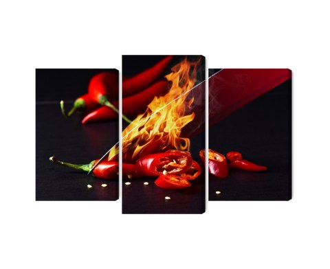 Obraz Wieloczęściowy Płonący Nóż Canvas 120x80 LBS-3588-C120-80_1X40-80_2X40-60