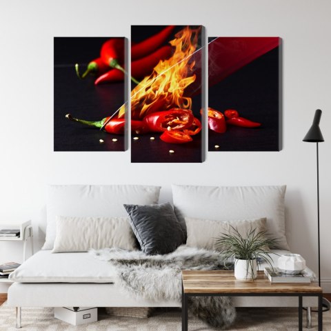 Obraz Wieloczęściowy Płonący Nóż Canvas Naturalny 90x60 LBS-3588-NC90-60_1X30-60_2X30-45