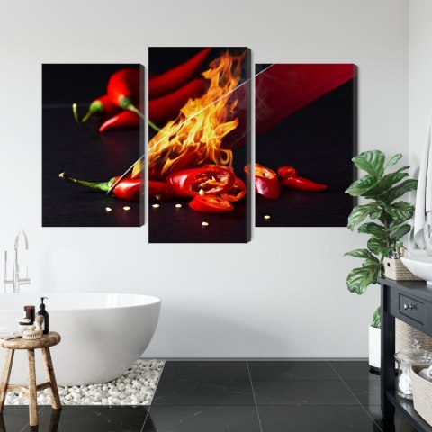 Obraz Wieloczęściowy Płonący Nóż Canvas Naturalny 90x60 LBS-3588-NC90-60_1X30-60_2X30-45