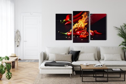 Obraz Wieloczęściowy Płonący Nóż Canvas Naturalny 90x60 LBS-3588-NC90-60_1X30-60_2X30-45