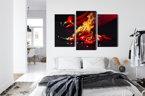 Obraz Wieloczęściowy Płonący Nóż Canvas Naturalny 90x60 LBS-3588-NC90-60_1X30-60_2X30-45