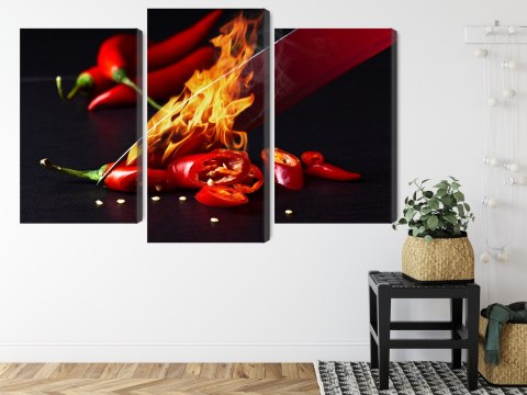 Obraz Wieloczęściowy Płonący Nóż Canvas Naturalny 90x60 LBS-3588-NC90-60_1X30-60_2X30-45