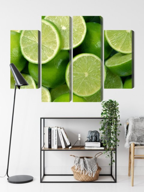 Obraz Wieloczęściowy Połówki Limonki Canvas 80x60 LBS-3017-C80-60_2X20-60_2X20-40