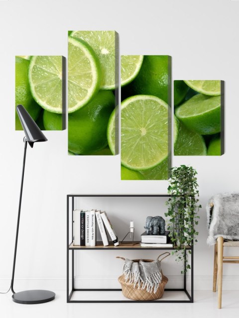 Obraz Wieloczęściowy Połówki Limonki Canvas Naturalny 80x50 LBS-3018-NC80-50_2X20-50_2X20-30
