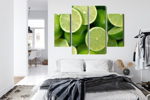 Obraz Wieloczęściowy Połówki Limonki Canvas Naturalny 80x60 LBS-3017-NC80-60_2X20-60_2X20-40