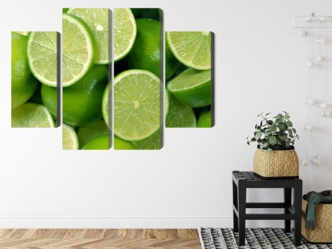Obraz Wieloczęściowy Połówki Limonki Canvas Naturalny 80x60 LBS-3017-NC80-60_2X20-60_2X20-40