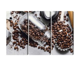 Obraz Wieloczęściowy Składniki Do Przygotowania Kawy Canvas 120x80 LBS-3085-C120-80_3X40-80