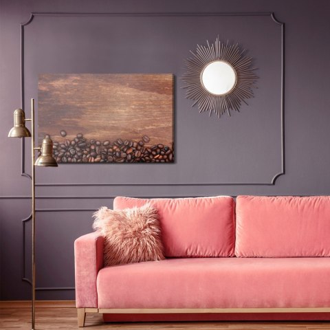 Obraz Na Płótnie Ziarna Kawy Na Drewnianym Tle Canvas Naturalny 100x70 LB-2653-NC100-70