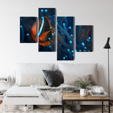 Obraz Wieloczęściowy Błazenek W Anemonie 3D Canvas 120x75 LBS-3666-C120-75_2X30-75_2X30-45