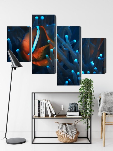 Obraz Wieloczęściowy Błazenek W Anemonie 3D Canvas 120x75 LBS-3666-C120-75_2X30-75_2X30-45