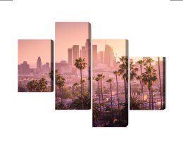 Obraz Wieloczęściowy Centrum Los Angeles O Zachodzie Słońca Canvas 120x75 LBS-2902-C120-75_2X30-75_2X30-45