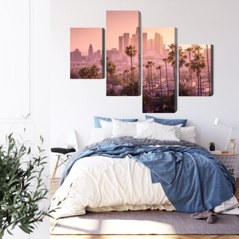 Obraz Wieloczęściowy Centrum Los Angeles O Zachodzie Słońca Canvas 120x75 LBS-2902-C120-75_2X30-75_2X30-45