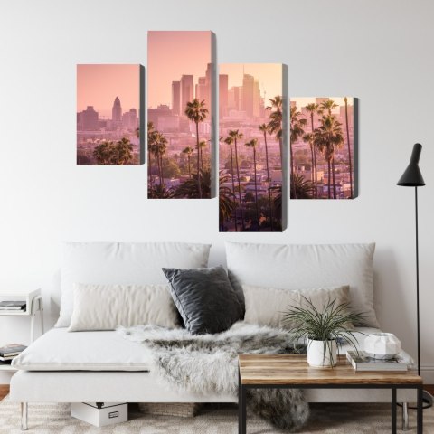 Obraz Wieloczęściowy Centrum Los Angeles O Zachodzie Słońca Canvas 120x75 LBS-2902-C120-75_2X30-75_2X30-45
