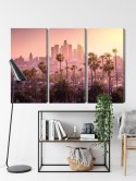 Obraz Wieloczęściowy Centrum Los Angeles O Zachodzie Słońca Canvas 120x80 LBS-2899-C120-80_3X40-80