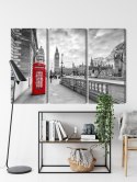 Obraz Wieloczęściowy Czerwona Budka Telefoniczna W Londynie 3D Canvas 120x80 LBS-2174-C120-80_3X40-80