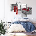 Obraz Wieloczęściowy Czerwona Budka Telefoniczna W Londynie I Big Ben Canvas 120x75 LBS-2197-C120-75_2X30-75_2X30-45